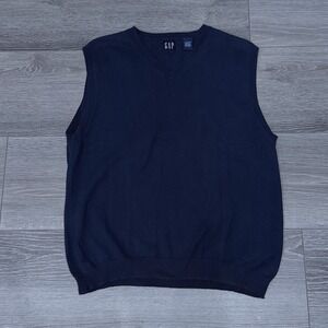 Vintage Gap‎ Sweater Vest Men's Large Blue Cable Knit Grandpa Academia Hong Kong